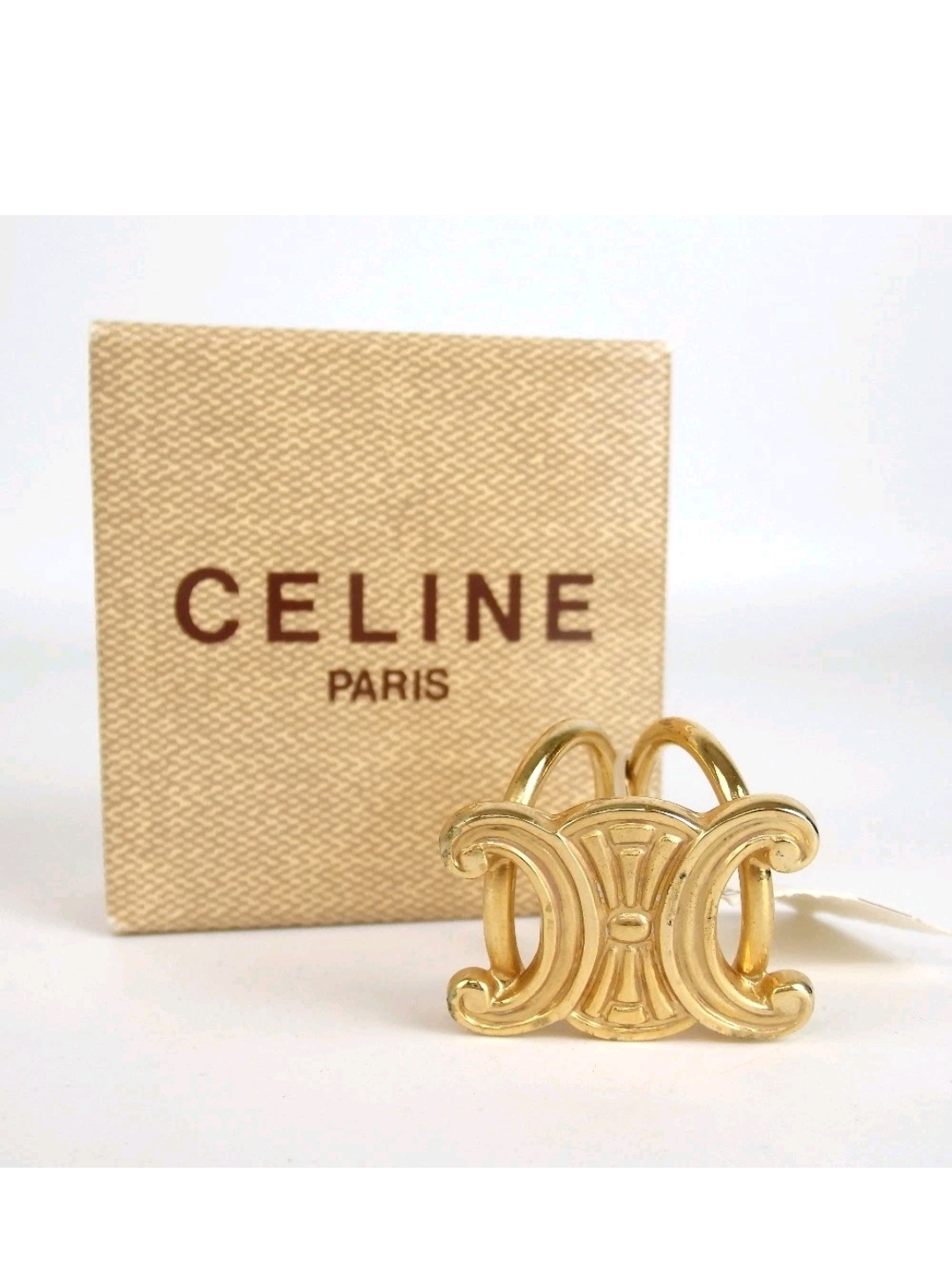 Celine Gold Triomphe Scarf Ring Holder